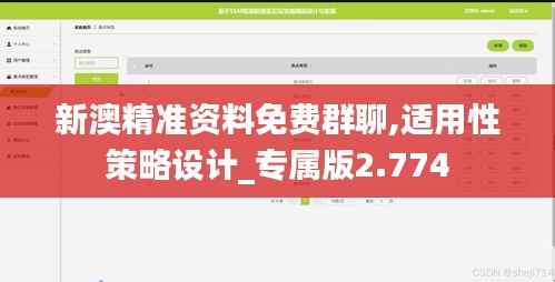 新澳精准资料免费群聊,适用性策略设计_专属版2.774