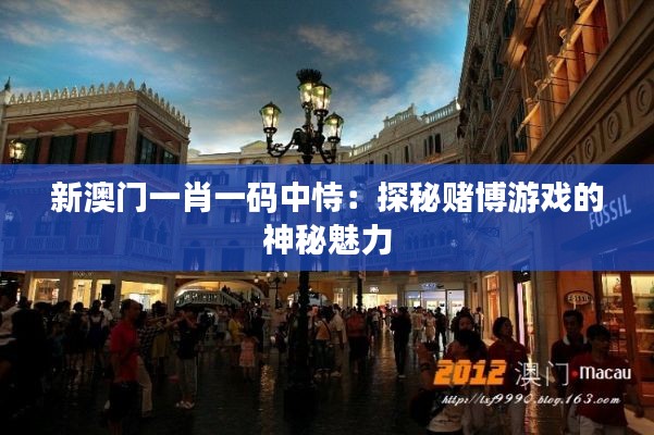 新澳门一肖一码中恃:探秘赌博游戏的神秘魅力