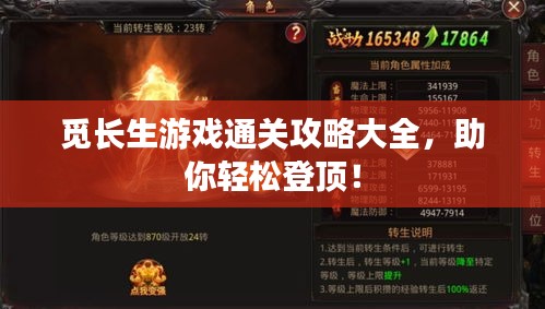 觅长生游戏通关攻略大全，助你轻松登顶！