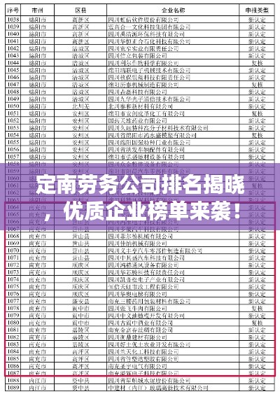 定南劳务公司排名揭晓，优质企业榜单来袭！